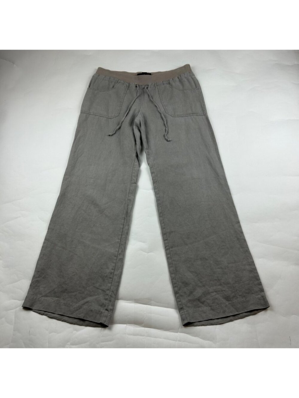 INC International Concepts Taupe Linen Knit Waist Wide Leg Pant 6
